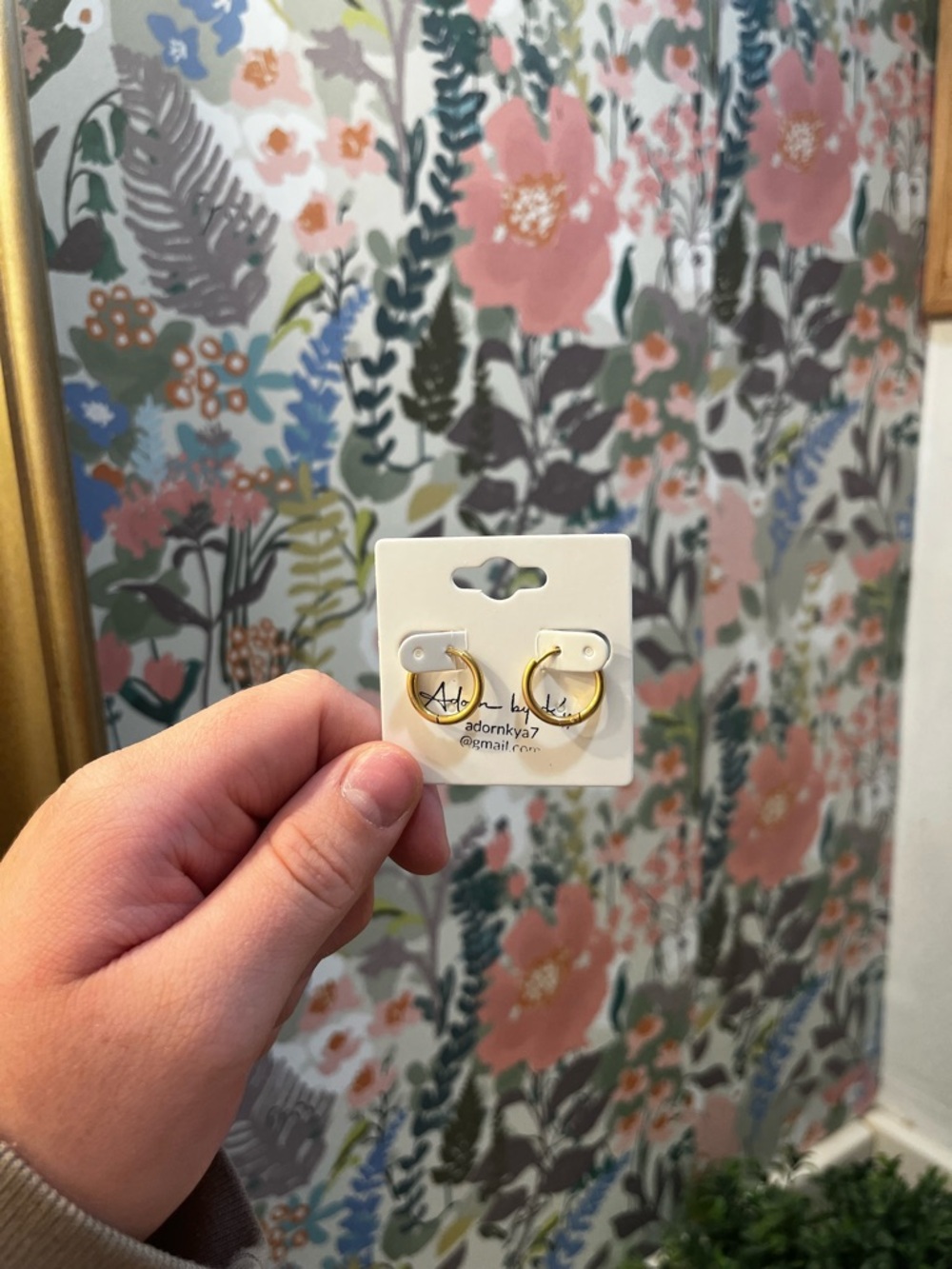 Gold Hoop Earrings on Display Card